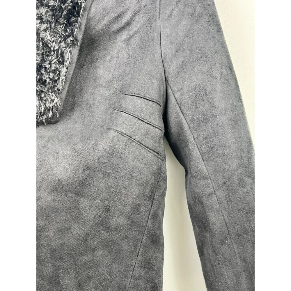 Anthropologie Piko 1988‎ Women's Faux Suede Black Open Cardigan Jacket Size M